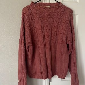 Eddie Bauer VINTAGE rose color sweater size xs wears like a small cable knit